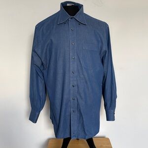 John W Nordstrom Men's Blue Button-Up Shirt Size 16-33